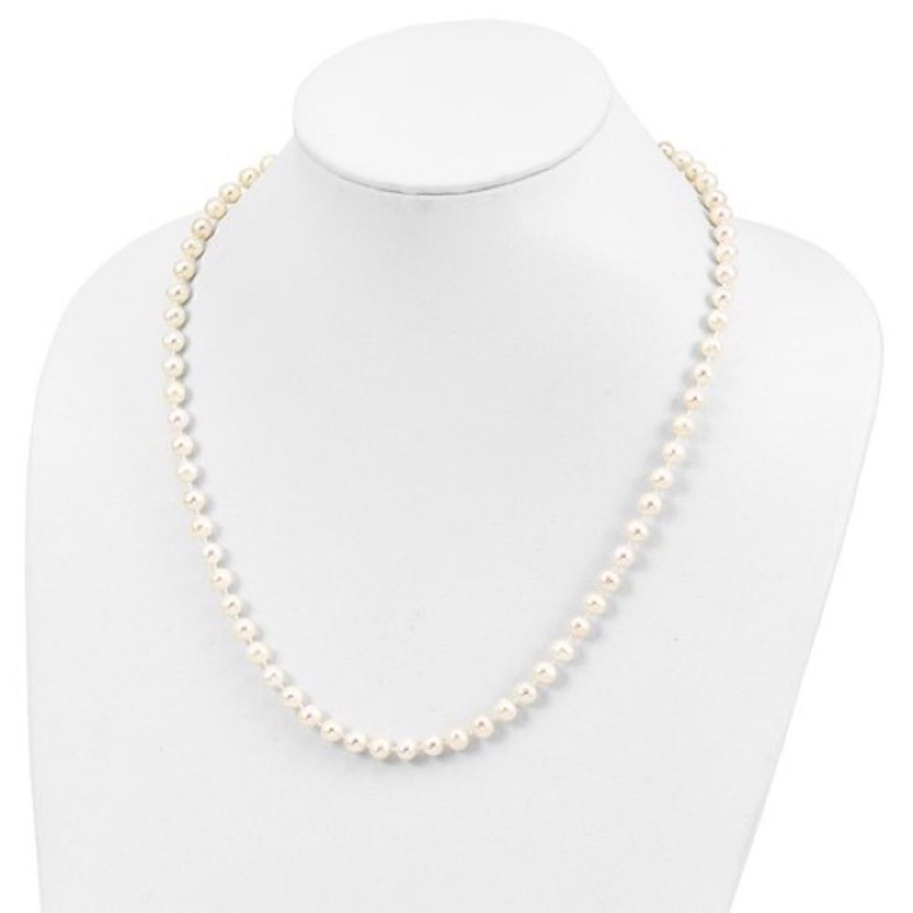 Sterling Silver Rhodium 6-7mm White Freshwater Cultured Pearl Necklace